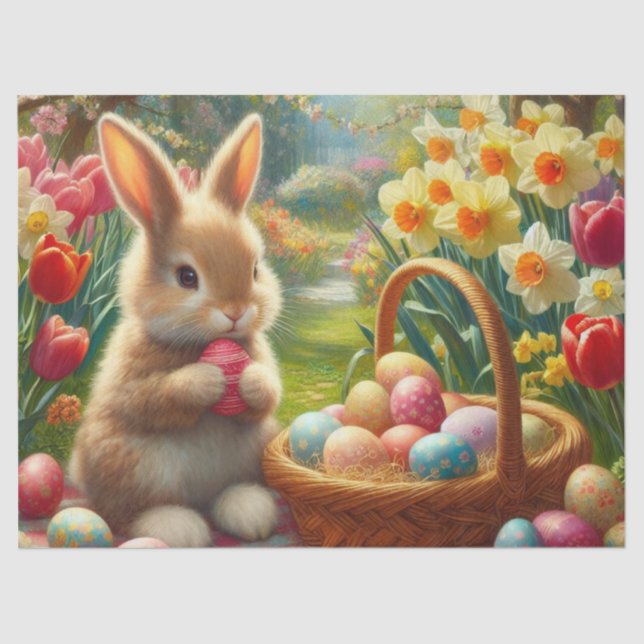 Huevos de Pascua y Papel de tejido de conejo conej (Anverso)