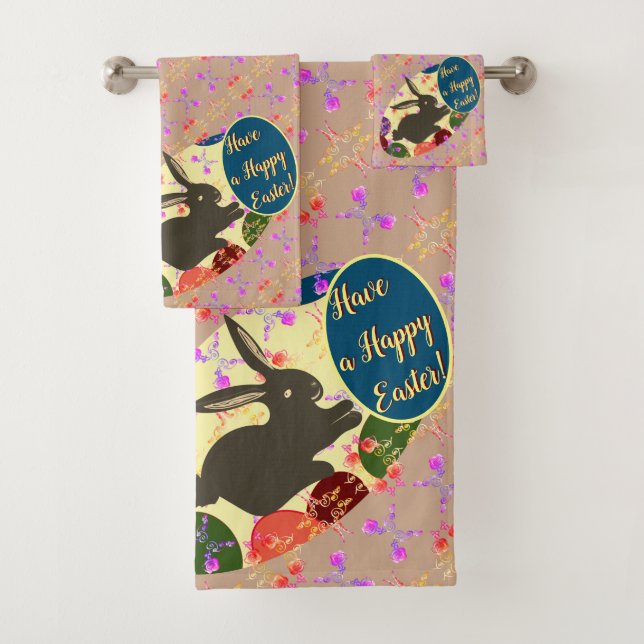 Huevos de Rosa de conejo de Pascua con texto (In situ)