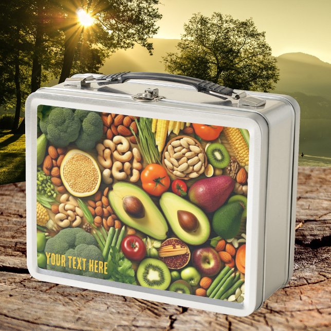 Huevos De Verduras Saludables Y Coloridos (Lunch Box featuring a colorful display of different vegetables, fruits and nuts)