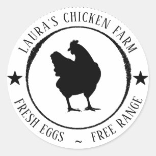 Huevos frescos Etiqueta de cártel de la granja de