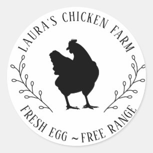 Huevos frescos Etiqueta de cártel de la granja de