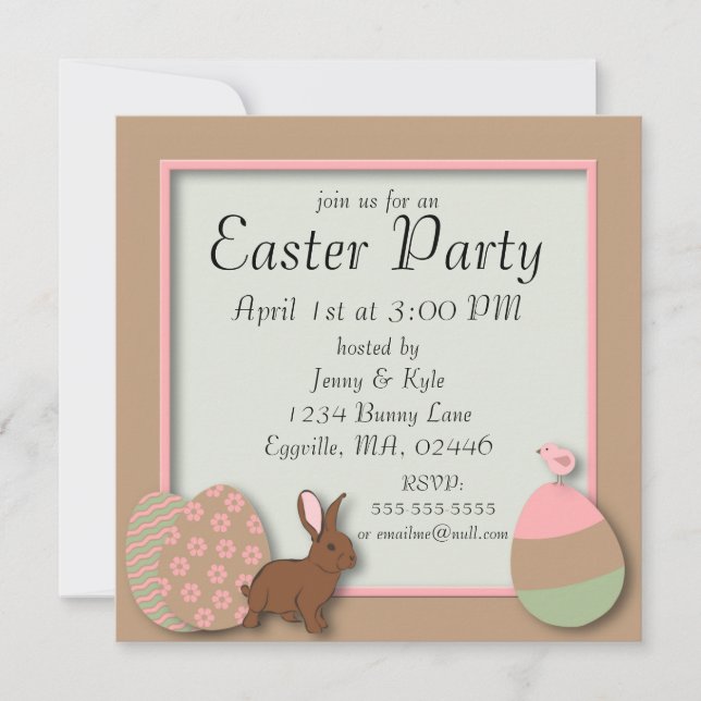 Huevos Pastel, Conejo y Invitación de Pascua de Ch (Anverso)