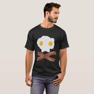 Huevos y baco cráneo de camiseta divertida negro