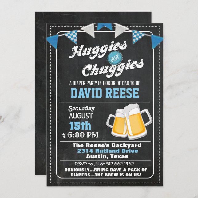 Huggies y Chuggies Dad Diaper Party Invitación (Anverso / Reverso)