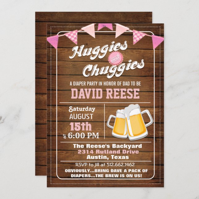 Huggies y Chuggies Dad Diaper Party Invitación (Anverso / Reverso)