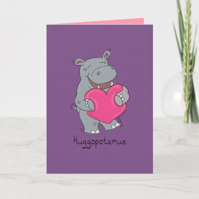 Huggopotamus El día de San Valentín Hippo Tarjeta  (Anverso)