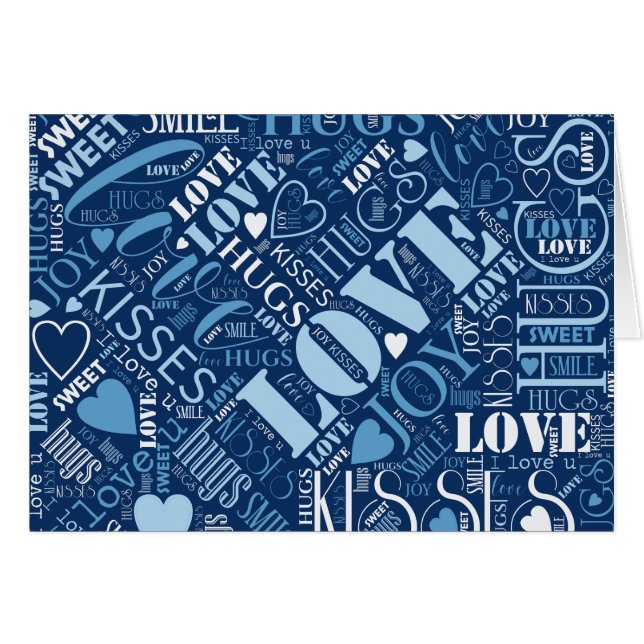 Hugs and Kisses Word Cloud Blue ID286 (Anverso (Horizontal))