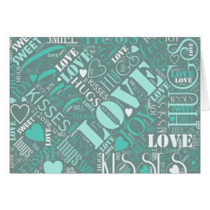 Hugs and Kisses Word Cloud ID286 Verde azulado