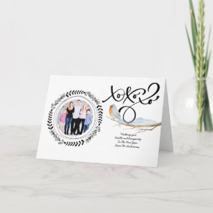 HUGS n KISSES Tarjeta de Navidad FOTOGRÁFICA Robin