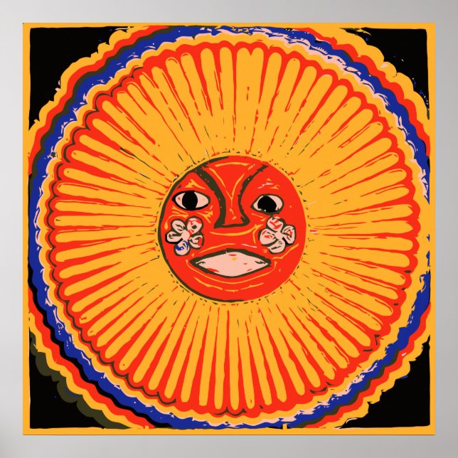 Huichol Arte Nativo Estadounidense, El Sol (Frente)