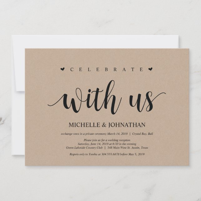 Huida de boda, celebra con nosotros Invitaciones (Anverso)