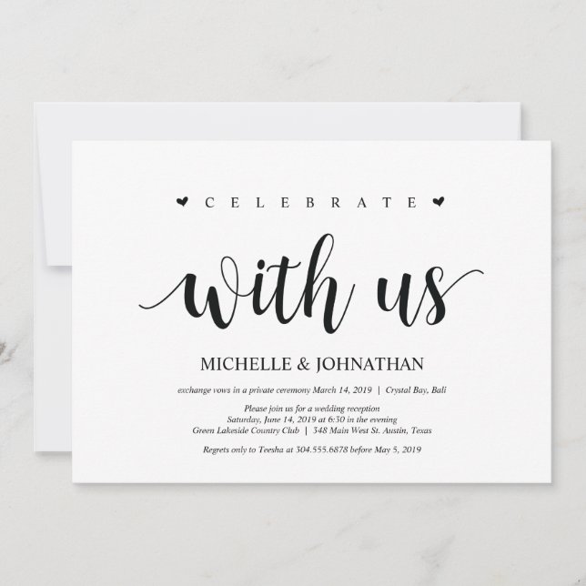 Huida de boda, celebre con nosotros Invitaciones (Anverso)