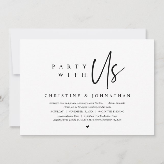 Huida de Boda, Invitación de Fiesta con Nosotros (Anverso)