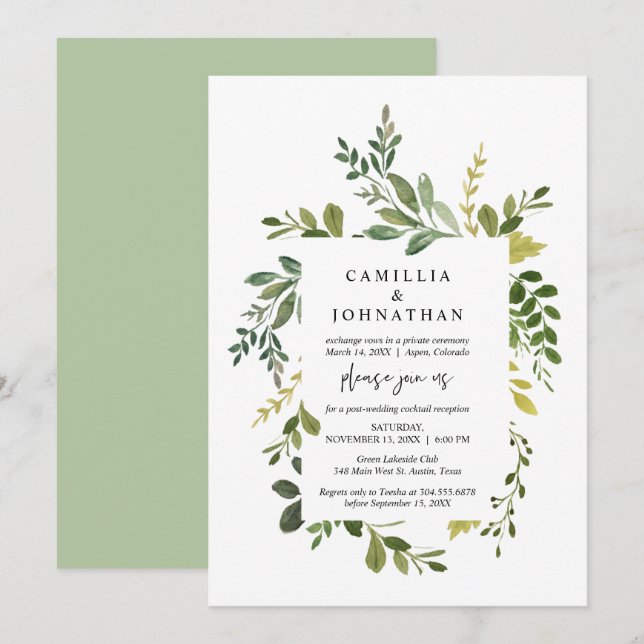 Huida de Boda, Invitación Temática de Verano con V (Anverso / Reverso)