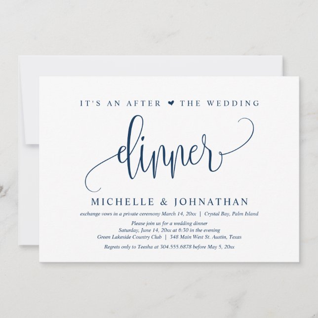 Huida de boda, una invitación para la cena después (Anverso)