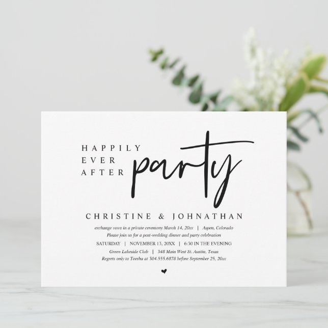 Huida de novios, invitación a la fiesta de feliz p (Anverso de pie)