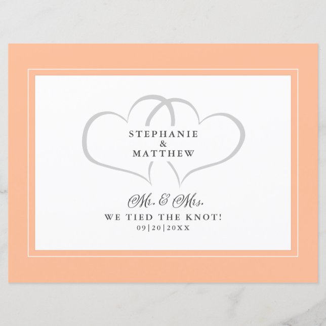 Huida Nos Casamos Sr y Sra Peach Tarjeta Postal (Anverso)