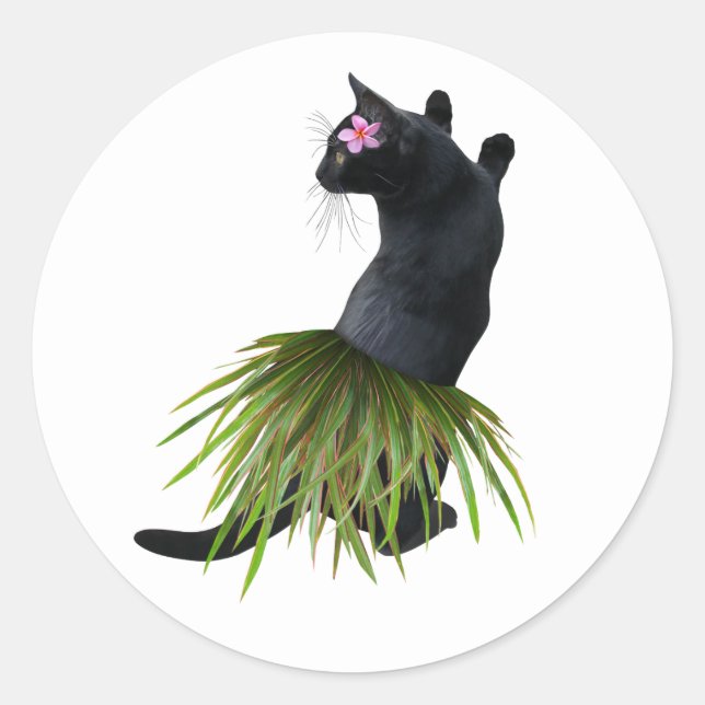 Hula Cat Pegatina (Anverso)