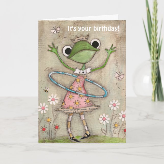 Hula Hoop Frog - Tarjeta de cumpleaños (Anverso)