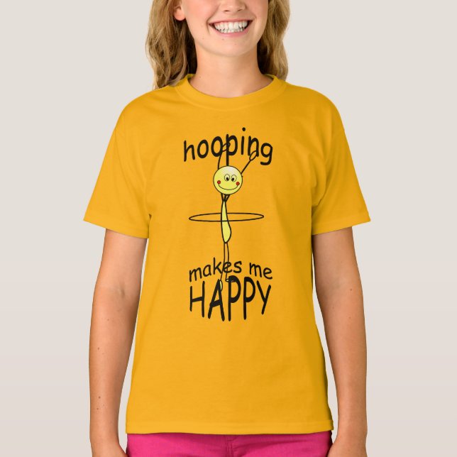Hula Hoop Hooping Feliz Camiseta Graciosa (Anverso)