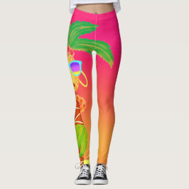 Hula Palm (naranja de puesta de sol) leggings