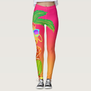 Hula Palm (naranja de puesta de sol) leggings