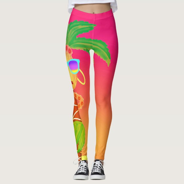 Hula Palm (naranja de puesta de sol) leggings (Anverso)