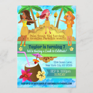 Hula sobre invitaciones de cumpleaños Luah