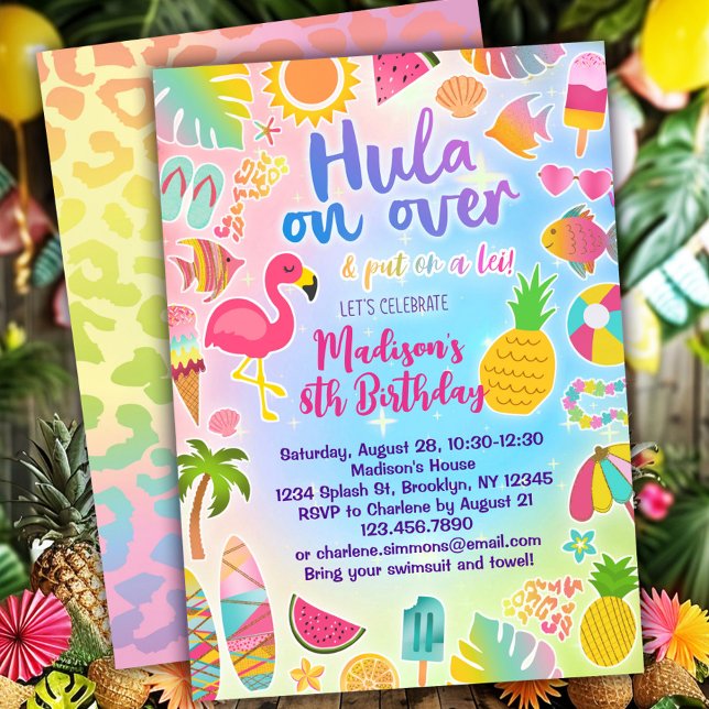 Hula sobre la invitación de cumpleaños de Luau (Subido por el creador)