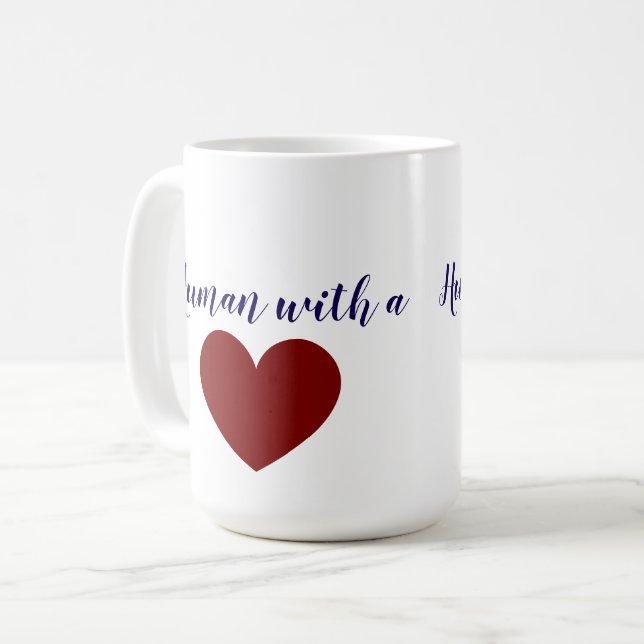 Humano con un corazón taza de café (Anverso izquierdo)