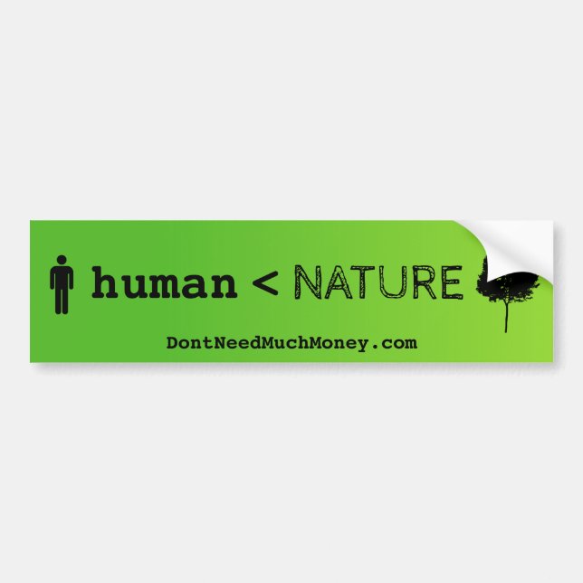 Humano menos que pegatina de parachoques de natura (Frente)
