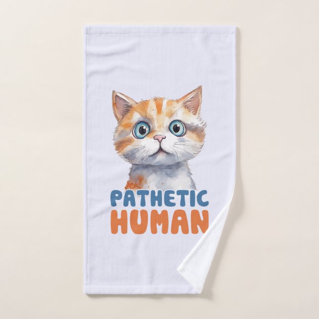 Humano patético - Diseño de gato sarcástico (Toalla de mano)