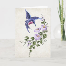 Hummingbird con flores 1 tarjeta de saludo en blan