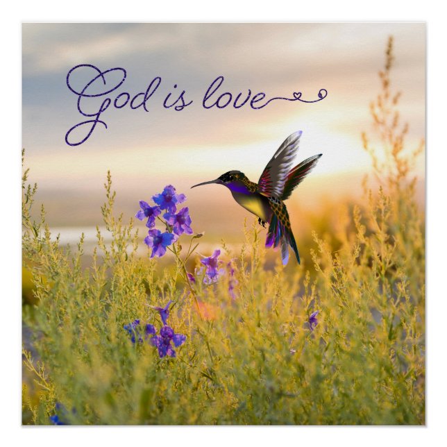 Hummingbird Flower Bible Verse Poster perfecto (Anverso)