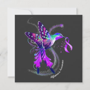 Hummingbird Holding Purple Ribbon Alzheimer