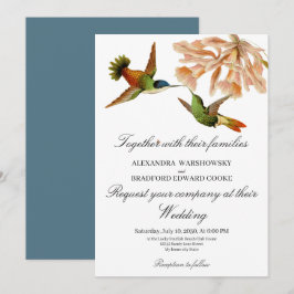 Hummingbird Lily Watercolor Azul Boda Blanco