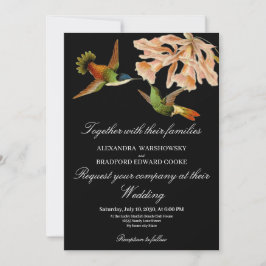 Hummingbird Lily Watercolor Boda blanco negro