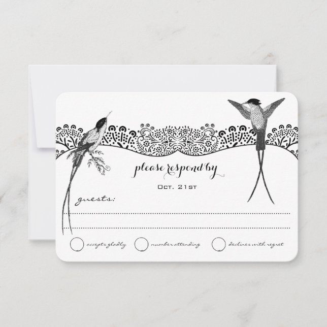 Hummingbird Love Bird Wedding RSVP (Anverso)