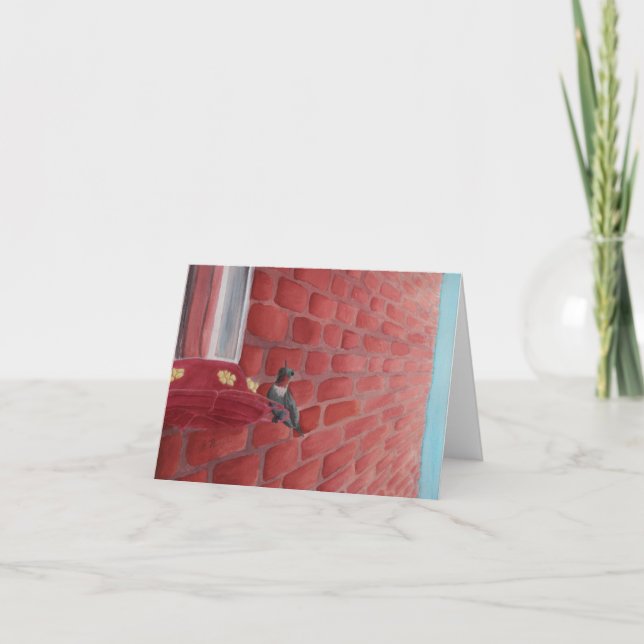 Hummingbird por una pared de ladrillos: Tarjeta de (Anverso)