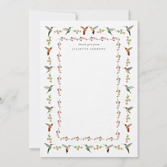 Hummingbird Thank You Note (Anverso)