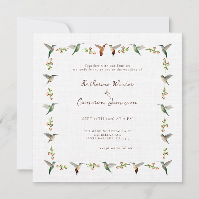 Hummingbird Wedding Invitation (Anverso)