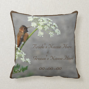 Hummingbird y almohada de boda de encaje de la Rei