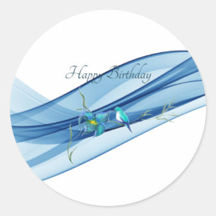 Hummingbird y pegatinas de la ola azul Cumpleaños