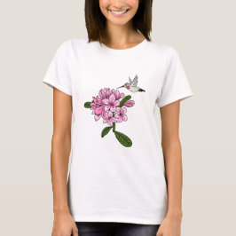 Hummingbird y Rhododendron flor camiseta