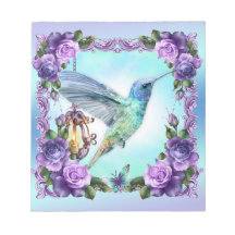 Hummingbird y Rosa Bloc de notas de 5,5" x 6" - 40