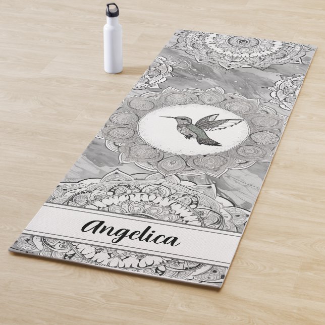 Hummingbird Yoga Mat con arte indio de Mandala (In situ)
