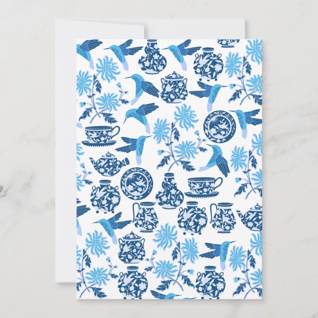 Hummingbirds azul personalizado Notecards (Anverso)