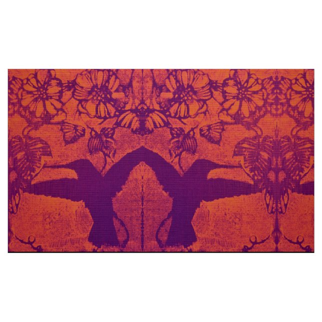 Hummingbirds en tela de camisas rojas desgastadas ("Cuarto gordo" (fat quarter))