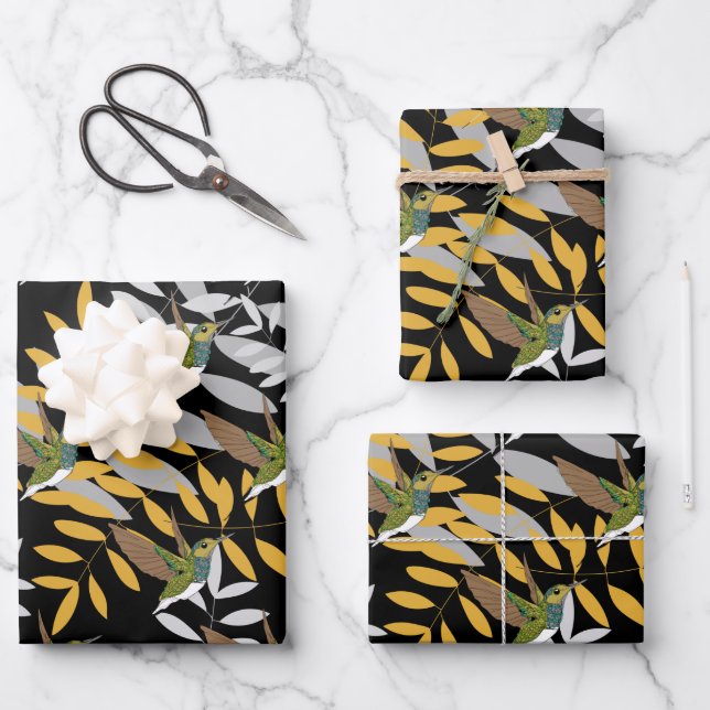 Hummingbirds Envoltura de papel con hoja plana de  (Anverso)