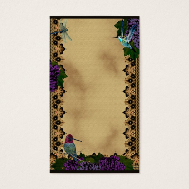 Hummingbirds, libélula y uvas victorianas (Frente)